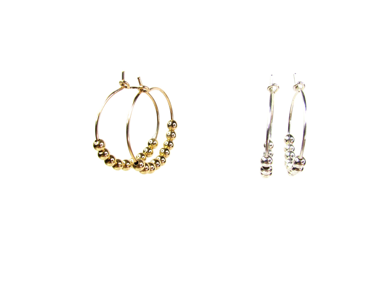 Beaded Hoop Earrings | Skinny Wire Bead Hoop